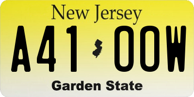 NJ license plate A41OOW