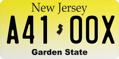 NJ license plate A41OOX
