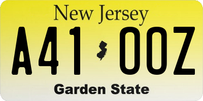 NJ license plate A41OOZ