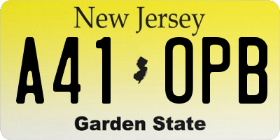 NJ license plate A41OPB