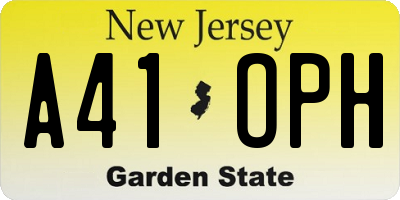 NJ license plate A41OPH