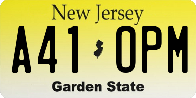 NJ license plate A41OPM