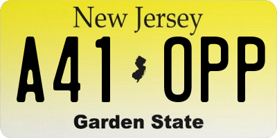 NJ license plate A41OPP