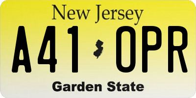 NJ license plate A41OPR