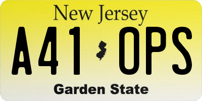 NJ license plate A41OPS