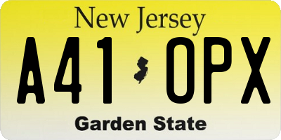 NJ license plate A41OPX