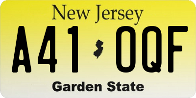NJ license plate A41OQF