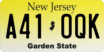 NJ license plate A41OQK