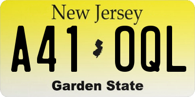 NJ license plate A41OQL