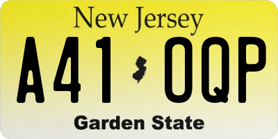 NJ license plate A41OQP