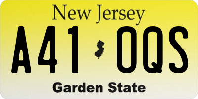 NJ license plate A41OQS