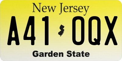 NJ license plate A41OQX
