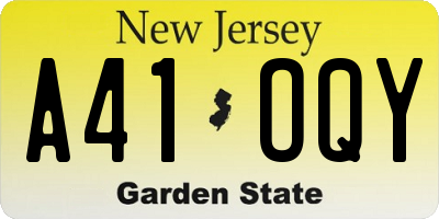 NJ license plate A41OQY