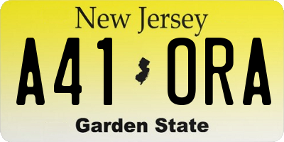 NJ license plate A41ORA