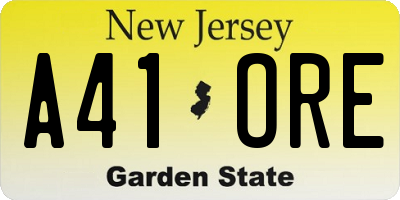 NJ license plate A41ORE
