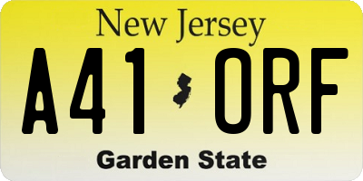 NJ license plate A41ORF
