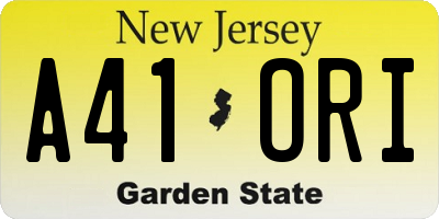 NJ license plate A41ORI