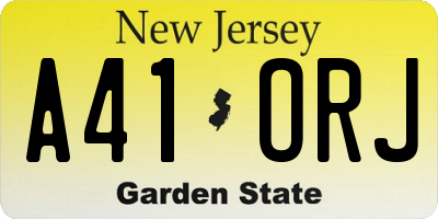 NJ license plate A41ORJ