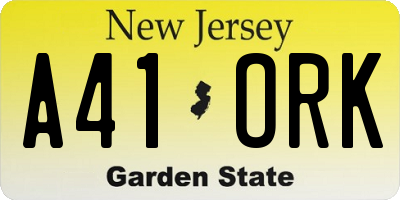 NJ license plate A41ORK