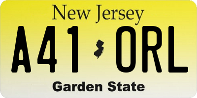 NJ license plate A41ORL