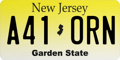 NJ license plate A41ORN