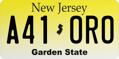 NJ license plate A41ORO