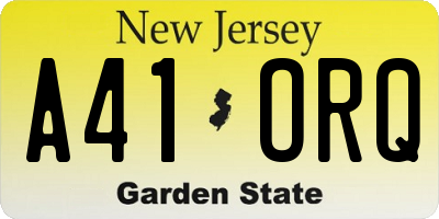 NJ license plate A41ORQ