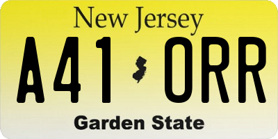 NJ license plate A41ORR