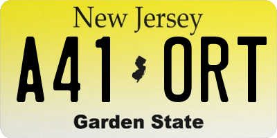 NJ license plate A41ORT