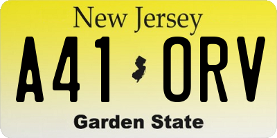 NJ license plate A41ORV