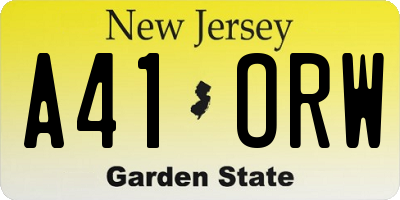 NJ license plate A41ORW