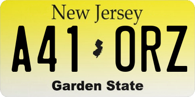 NJ license plate A41ORZ