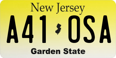 NJ license plate A41OSA