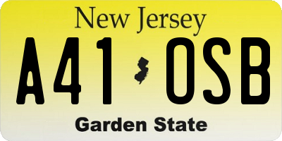 NJ license plate A41OSB