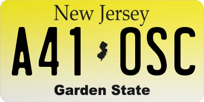 NJ license plate A41OSC