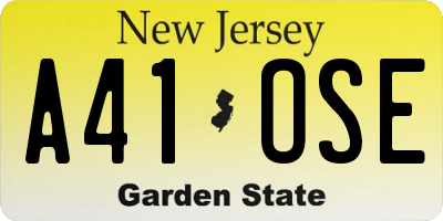 NJ license plate A41OSE