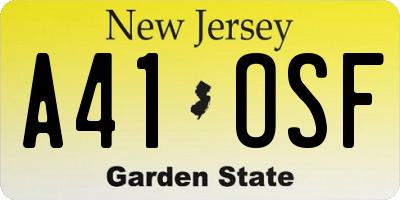 NJ license plate A41OSF