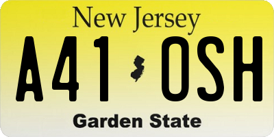 NJ license plate A41OSH