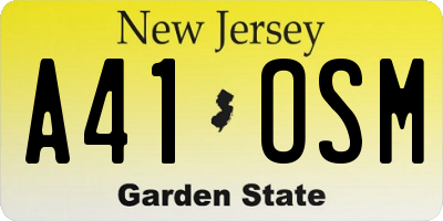 NJ license plate A41OSM