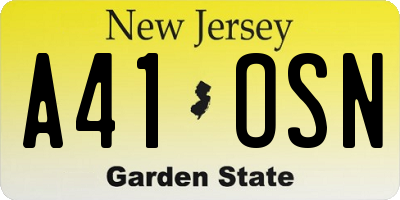 NJ license plate A41OSN