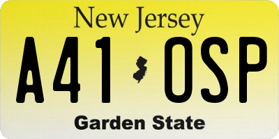 NJ license plate A41OSP