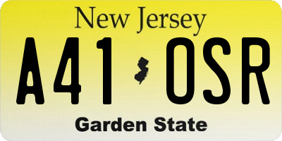 NJ license plate A41OSR