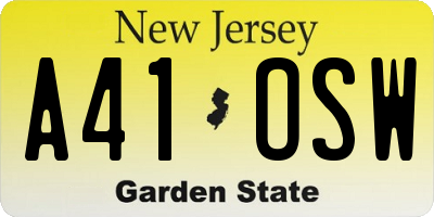NJ license plate A41OSW