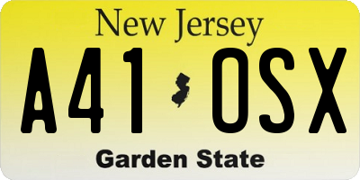 NJ license plate A41OSX