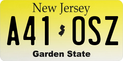 NJ license plate A41OSZ