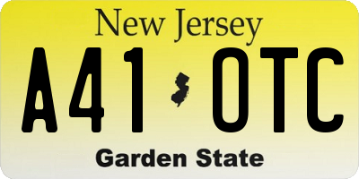 NJ license plate A41OTC