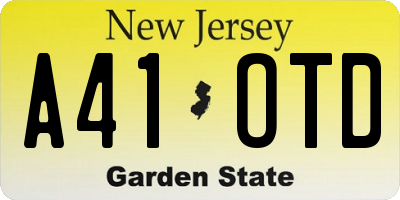 NJ license plate A41OTD