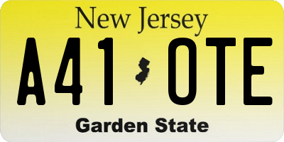 NJ license plate A41OTE