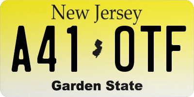 NJ license plate A41OTF