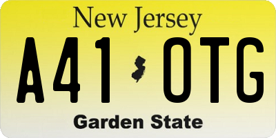 NJ license plate A41OTG